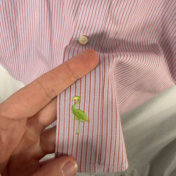 Tailorbyrd Dress Shirt Men's XXL Blue Red Striped Button Up Long Sleeve Cotton - Picture 9 of 12